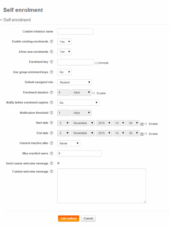 Self-enrolment methods