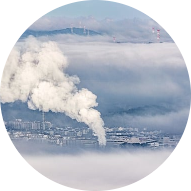 introductory image with pollution over city